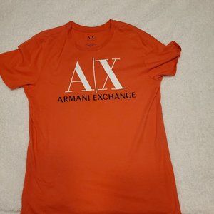 Armani Exchange Men's Short Sleeve T-Shirt Size M Salmon Pink Print Logo